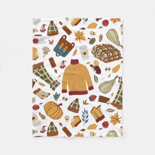 Unique Fall Leaves Harvest Autumn Pumpkins Fleece Blanket