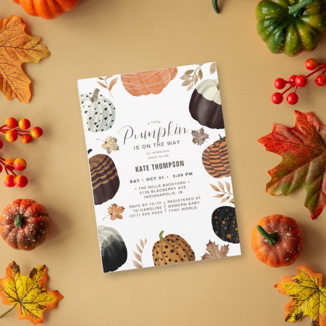 Unique Fall Painted Little Pumpkin Baby Shower Invitation (Creator Uploaded)