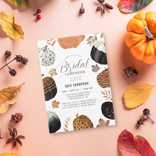 Unique Fall Painted Pumpkins Bridal Shower Invitation