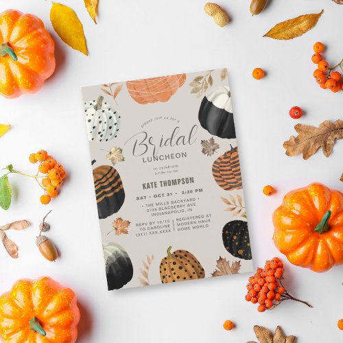 Unique Fall Painted Pumpkins Bridal Shower Invitation