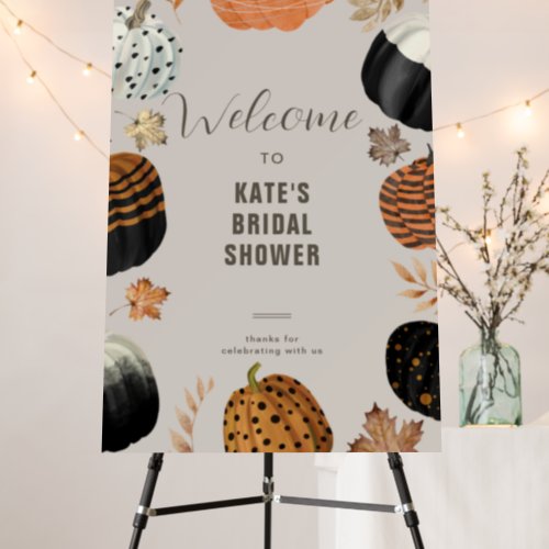 Unique Fall Painted Pumpkins Bridal Shower Welcome Foam Board