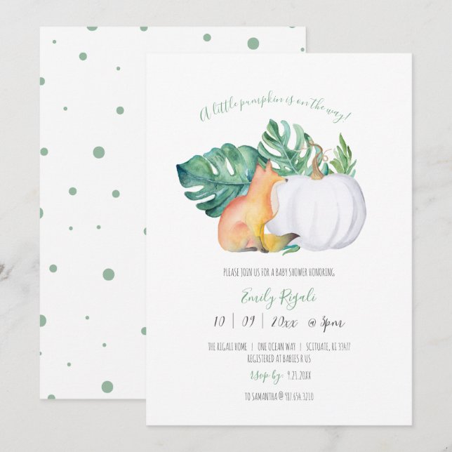 Unique Fall Themed Baby Shower Invitation (Front/Back)