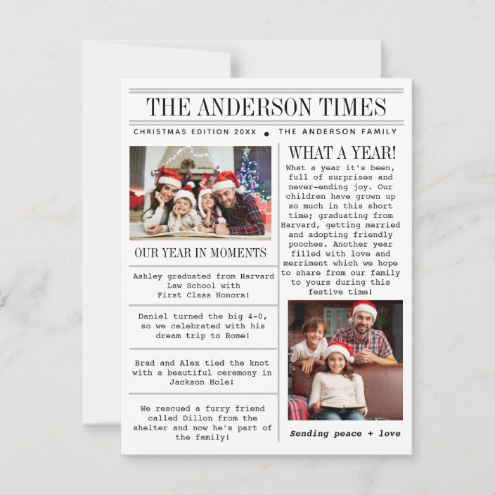 Christmas card newspaper