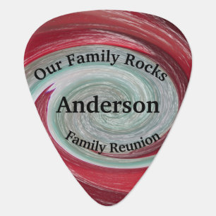 Unique Family Reunion Keepsake Red White Abstract Guitar Pick