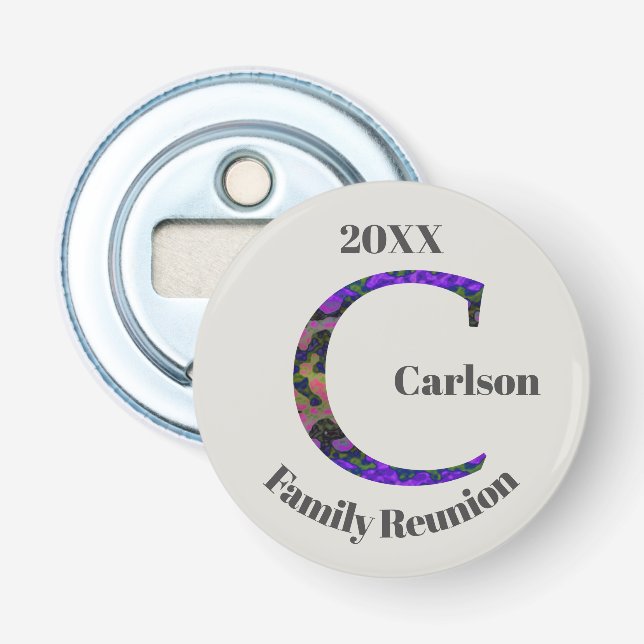 Unique Family Reunion Tie-dye Letter C Monogram Bottle Opener (Front)