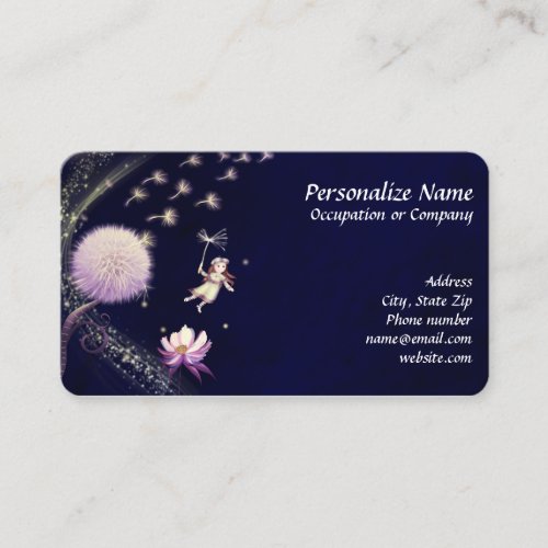 Unique Fantasy Fairy Wish Dandelions Business Card