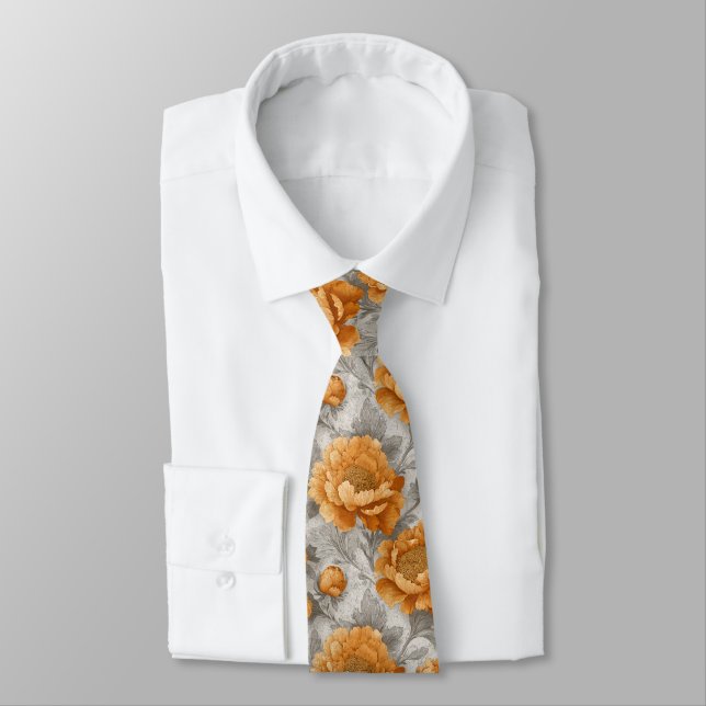 Unique Fathers Day Peonies Neck Tie (Tied)