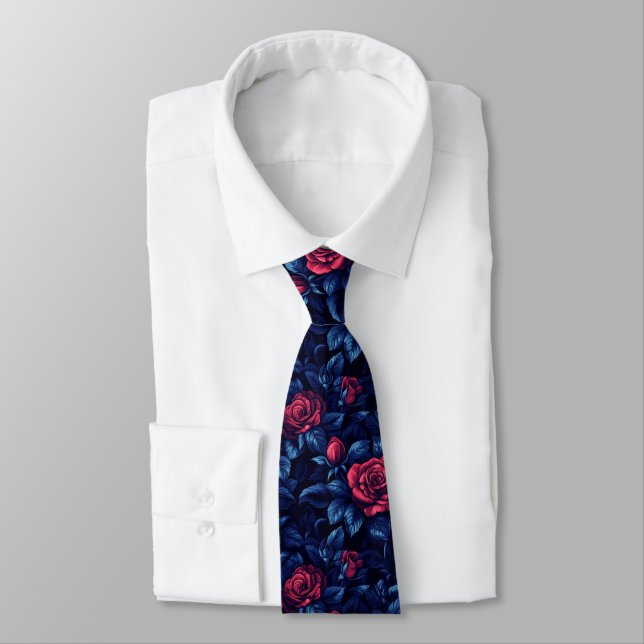 Unique Fathers Day Rose Floral Neck Tie (Tied)