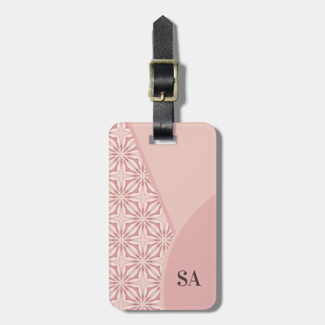 Unique Feminine Pretty Pink Geometric Pattern Luggage Tag (Front Vertical)