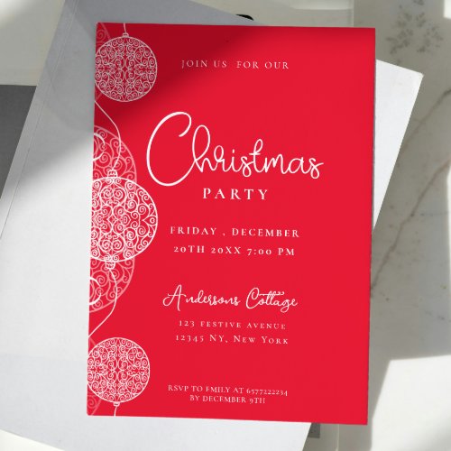 Unique Festive Red Christmas Party Invitation