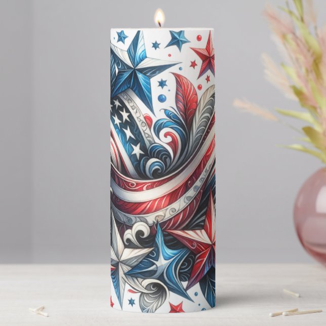 Unique Festive Red White and Blue Candle (In Situ)