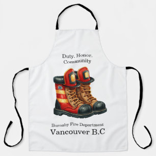 Unique firefighter boots resting after a long day apron