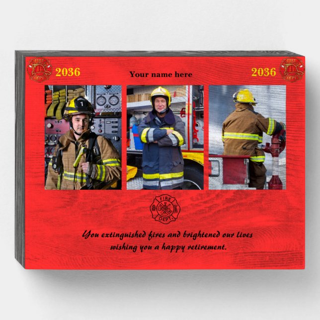 Unique Firefighter Retirement Gift and Fire Dept  Wooden Box Sign (Front Horizontal)