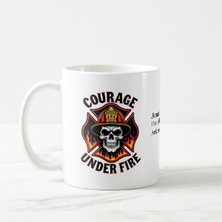 Unique Firefighter Skull in Maltese Cross FIre Coffee Mug