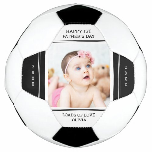 Unique First Fathers Day New Dad Baby Photo Soccer Ball