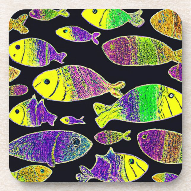 Unique Fish Patterns Art. Buy Now Beverage Coaster (Front)