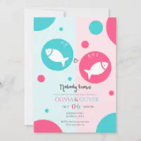 Fishing Gender Reveal Invitation, Fish-HE Fish-SHE Invitation