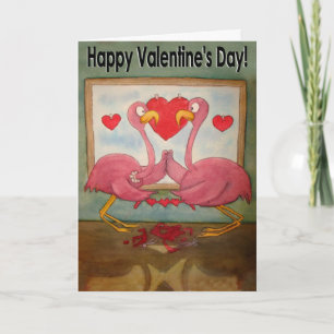 Unique Flamingo Happy Valentine's Day Paper Card