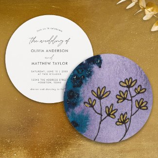 Unique Floral Artistic Watercolor Purple Wedding