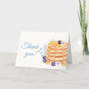 Unique Floral Blueberry Pancake Brunch Baby Shower Thank You Card
