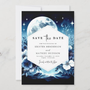 Unique Floral Moonlit Wedding Save The Date