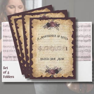 Unique Floral Oboe Sheet Music Pocket Folder Set