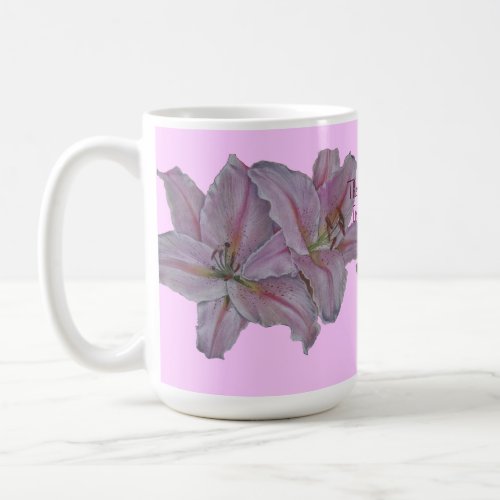 unique floral painting of very pretty pink flowers coffee mug