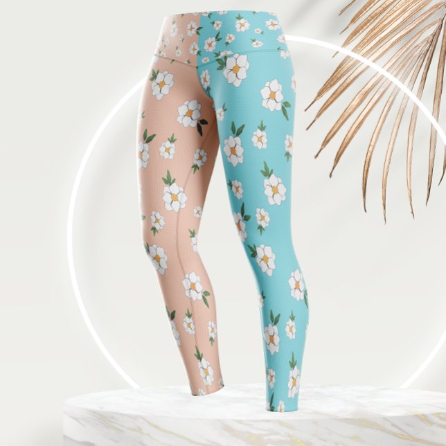 Unique  Floral Pattern Flowers Two tone Colors Leggings (Creator Uploaded)