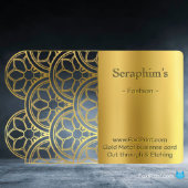 Unique Floral Pattern Gold Metal Business Cards (Front)
