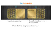 Unique Floral Pattern Gold Metal Business Cards (Back)