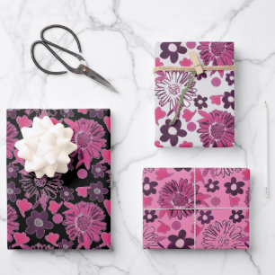 Unique floral pattern- mix colors wrapping paper sheets