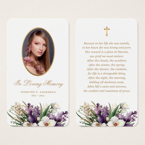 Unique Floral Photo Funeral Memorial Prayer Cards