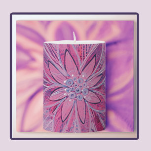 Unique Floral Pillar Candle