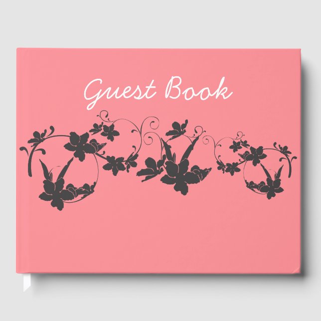 Unique Floral Pink Guest Book (Front)