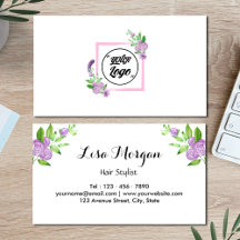 Unique Floral Watercolor Modern Business Card