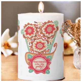 Unique FloralDesign Style Pillar Candle