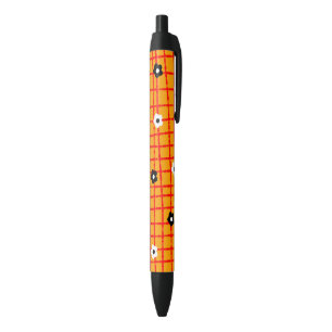 Unique Flower Orange Red Check Pattern Pen