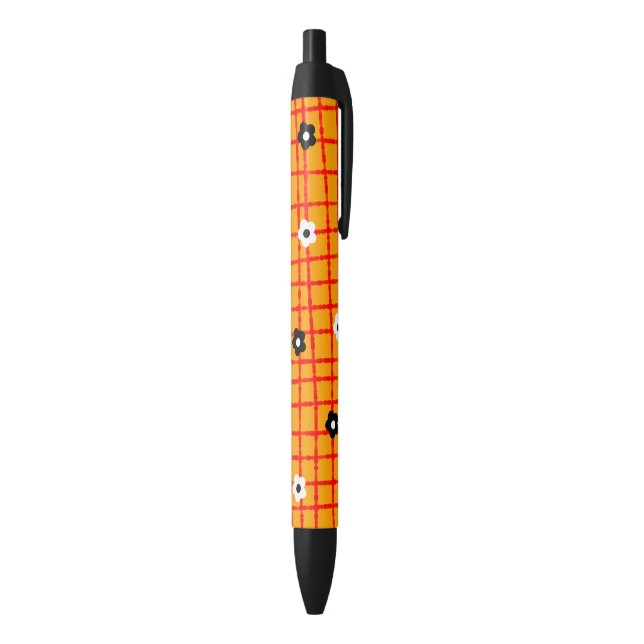 Unique Flower Orange Red Check Pattern Pen (Bottom (Vertical))