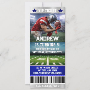 Unique Football Ticket Design Birthday Invitation