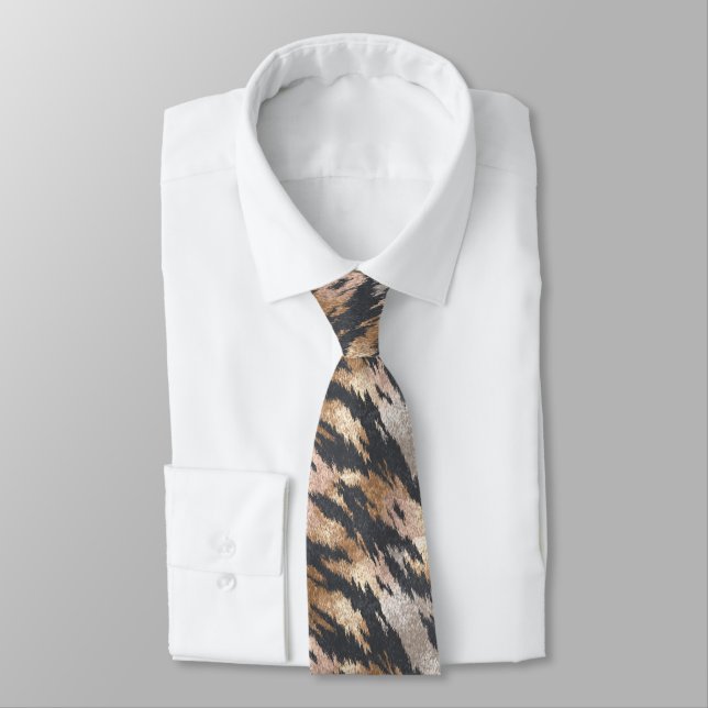 Unique For Him Tiger Print Neck Tie (Tied)