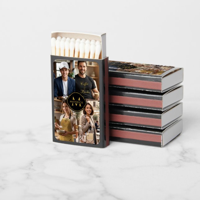 Unique Four Picture Initial Name Personalized Matchboxes (Stacked)