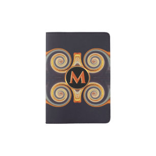 Unique Fractal Sunset Monogram Passport Holder