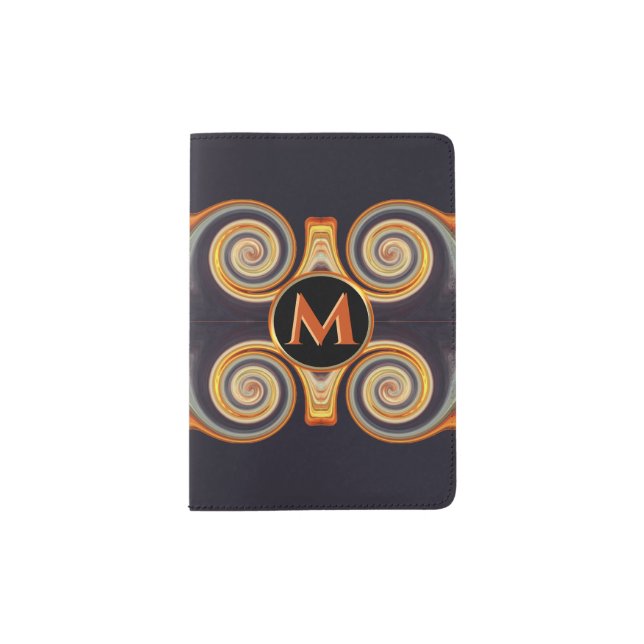 Unique Fractal Sunset Monogram Passport Holder (Front)