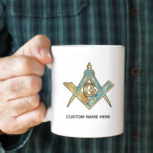 Unique Freemason Gifts   Gold Masonic Compass Giant Coffee Mug