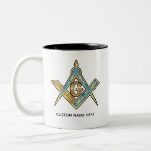 Unique Freemason Gifts   Gold Masonic Compass Two-Tone Coffee Mug