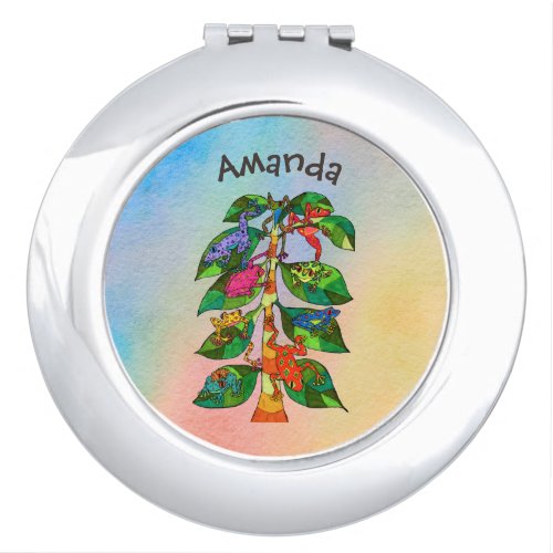 Unique Frog Tree of Life Watercolor Personalized Vanity Mirror
