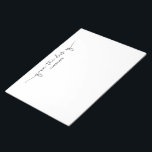 Unique From the Desk Of Black White Script Swash  Notepad<br><div class="desc">Cute black and white note card with swashes and personalized name. Perfect for notes,  lists,  gift giving and more.</div>