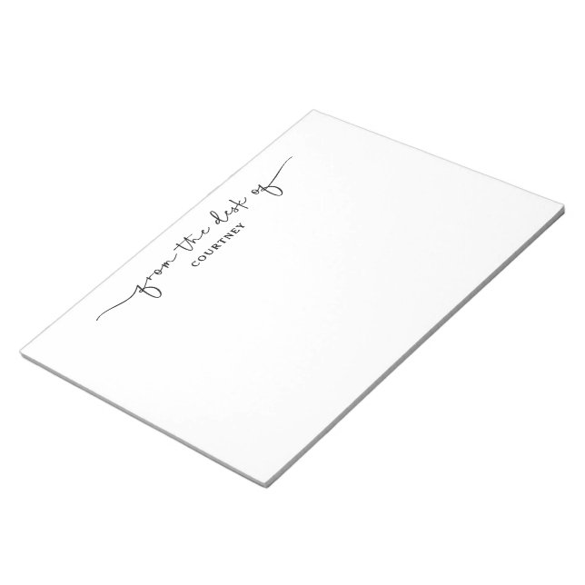 Unique From the Desk Of Black White Script Swash  Notepad (Angled)