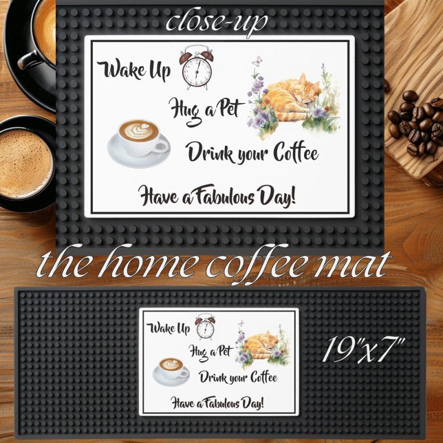 Unique Fun Cat Coffee Bar Mat Flowers (Creator Uploaded)