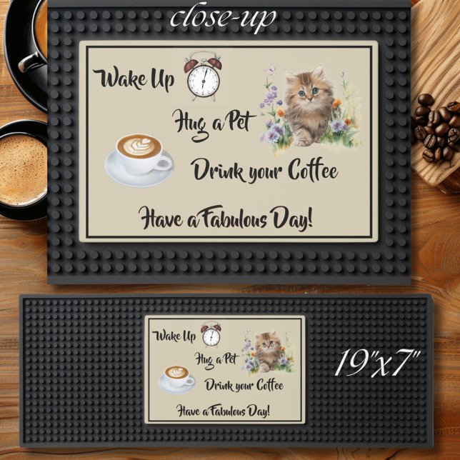 Unique Fun Cat Coffee Bar Mat Flowers (Creator Uploaded)